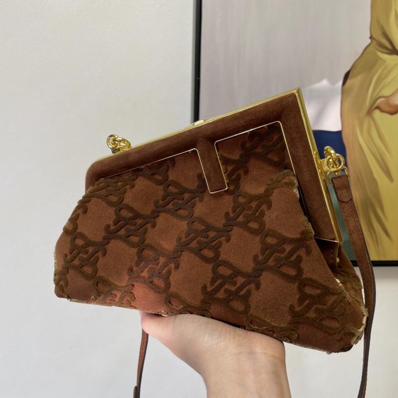 Fendi Clutches Shoulder Bag 8BP129 suede brown